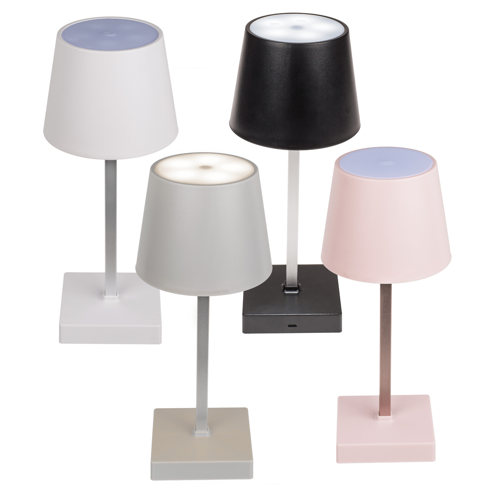 Akku Tischleuchte LED dimmbar Touchsensor Weiß / Grau / Schwarz / Rosa