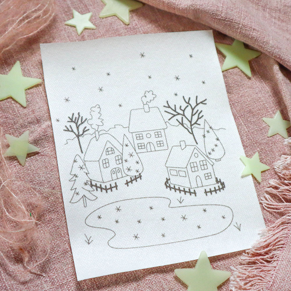 Winterdorf am See Stickaufkleber